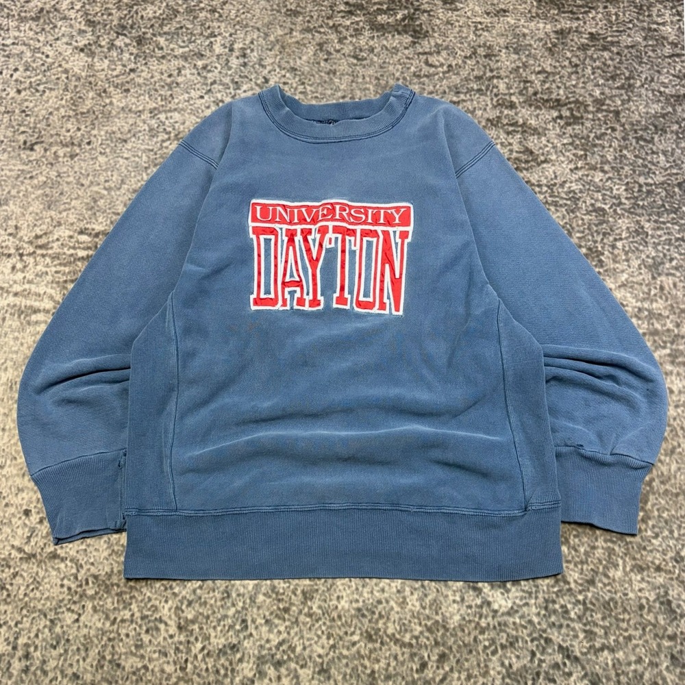 VTG University Of Dayton Crewneck Sweatshirt Crable Sportswear Medium Blue 90s